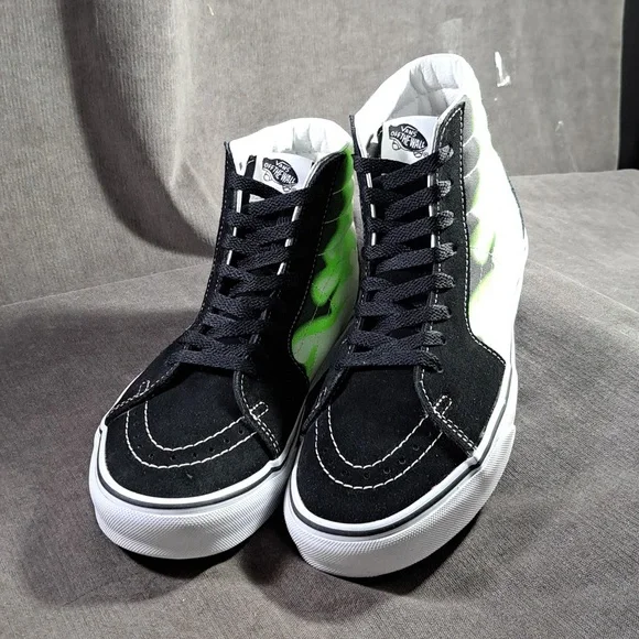 High Top Vans Neon Green Flame Neon Green Black Vans With Green